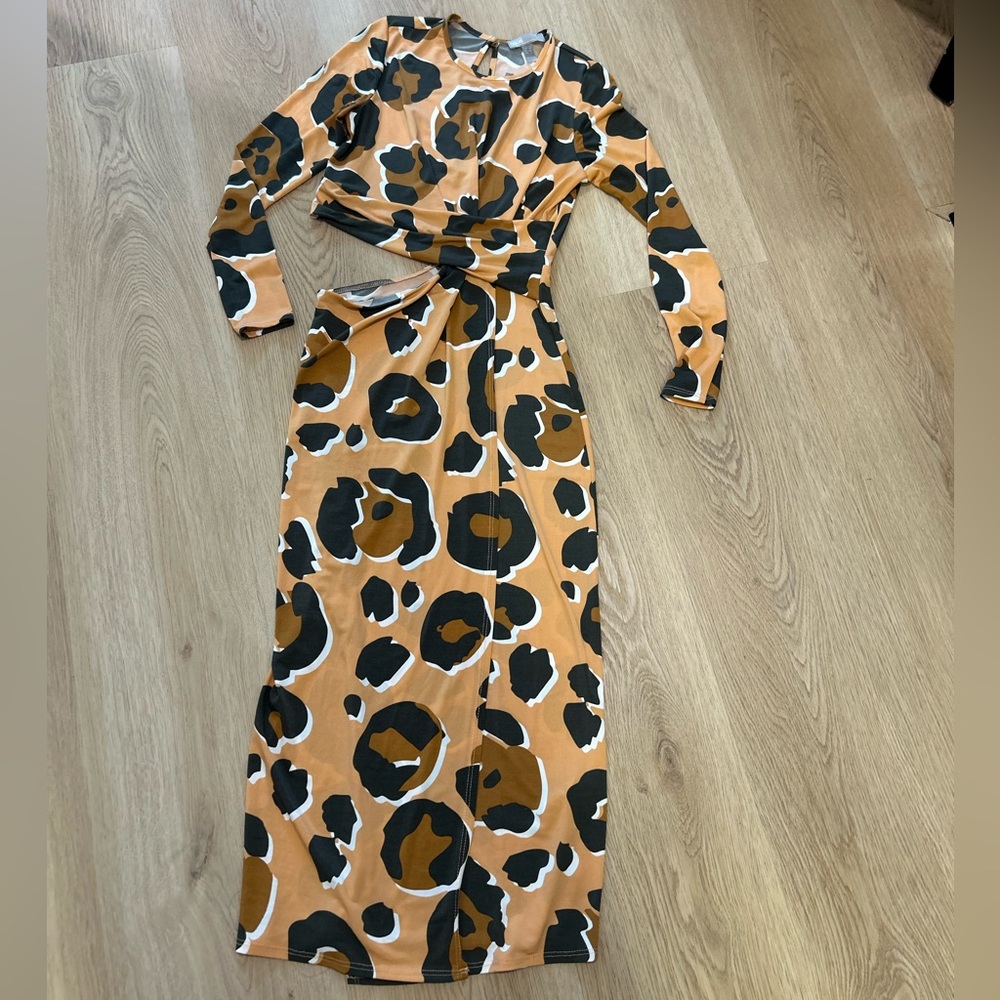 ASOS Leopard Print Long Sleeve Dress